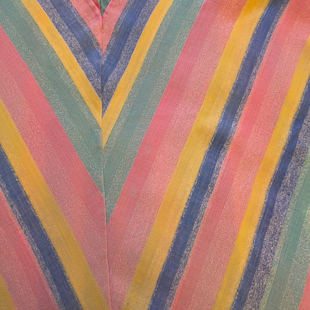 Womens Vintage Pastel Rainbow‎ Stripe Nightgown Dress Caftan House Dress Lounger - Picture 10 of 10